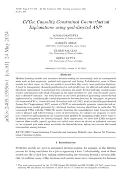CFGs: Causality Constrained Counterfactual Explanations using
  goal-directed ASP