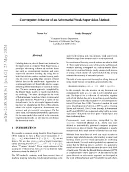 Convergence Behavior of an Adversarial Weak Supervision Method