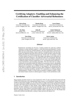 Certifying Adapters: Enabling and Enhancing the Certification of
  Classifier Adversarial Robustness