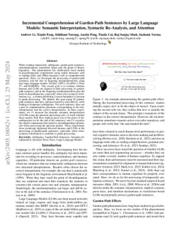 Incremental Comprehension of Garden-Path Sentences by Large Language
  Models: Semantic Interpretation, Syntactic Re-Analysis, and Attention