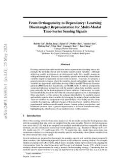From Orthogonality to Dependency: Learning Disentangled Representation
  for Multi-Modal Time-Series Sensing Signals