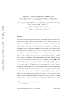 Diverse Teacher-Students for Deep Safe Semi-Supervised Learning under
  Class Mismatch