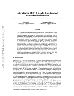 Lateralization MLP: A Simple Brain-inspired Architecture for Diffusion