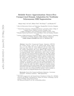 Reliable Source Approximation: Source-Free Unsupervised Domain
  Adaptation for Vestibular Schwannoma MRI Segmentation
