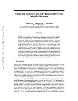 Mitigating Backdoor Attack by Injecting Proactive Defensive Backdoor
