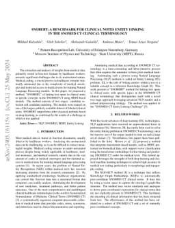 SNOBERT: A Benchmark for clinical notes entity linking in the SNOMED CT
  clinical terminology