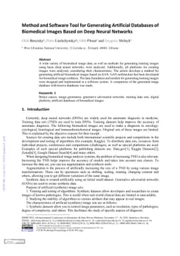 Method and Software Tool for Generating Artificial Databases of
  Biomedical Images Based on Deep Neural Networks