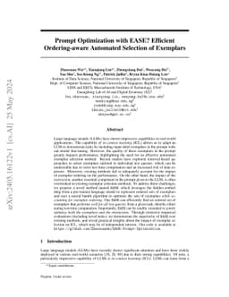 Prompt Optimization with EASE? Efficient Ordering-aware Automated
  Selection of Exemplars