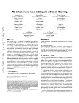 AIGB: Generative Auto-bidding via Diffusion Modeling