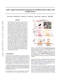 SuDA: Support-based Domain Adaptation for Sim2Real Motion Capture with
  Flexible Sensors