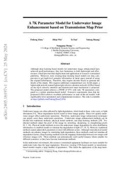 A 7K Parameter Model for Underwater Image Enhancement based on
  Transmission Map Prior