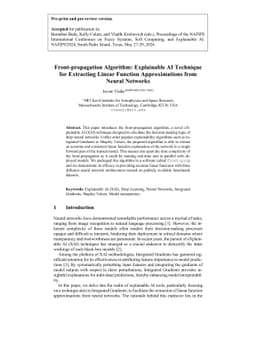 Front-propagation Algorithm: Explainable AI Technique for Extracting
  Linear Function Approximations from Neural Networks