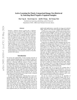 Active Learning for Finely-Categorized Image-Text Retrieval by Selecting
  Hard Negative Unpaired Samples
