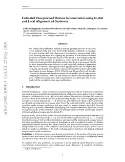 Federated Unsupervised Domain Generalization using Global and Local Alignment of Gradients