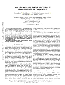 Analyzing the Attack Surface and Threats of Industrial Internet of
  Things Devices