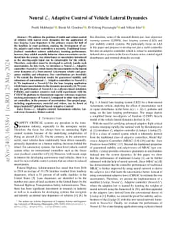 Neural L1 Adaptive Control of Vehicle Lateral Dynamics