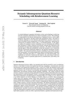 Dynamic Inhomogeneous Quantum Resource Scheduling with Reinforcement
  Learning