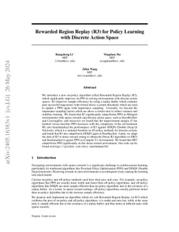 Rewarded Region Replay (R3) for Policy Learning with Discrete Action
  Space