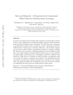 Safe and Balanced: A Framework for Constrained Multi-Objective
  Reinforcement Learning