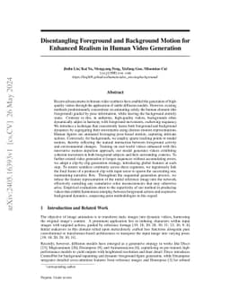 Disentangling Foreground and Background Motion for Enhanced Realism in
  Human Video Generation