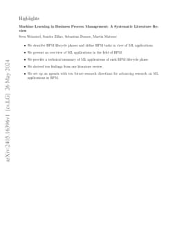 Machine learning in business process management: A systematic literature
  review