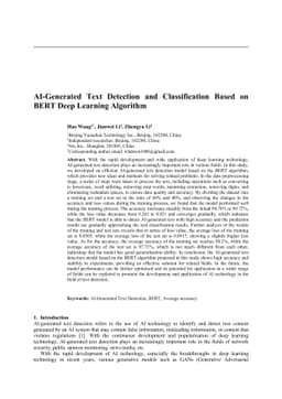 AI-Generated Text Detection and Classification Based on BERT Deep
  Learning Algorithm