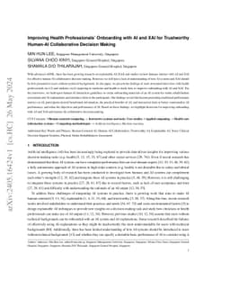 Improving Health Professionals' Onboarding with AI and XAI for
  Trustworthy Human-AI Collaborative Decision Making
