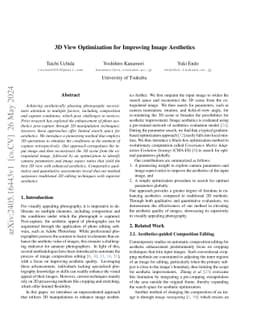 3D View Optimization for Improving Image Aesthetics