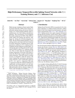 High-Performance Temporal Reversible Spiking Neural Networks with $O(L)$
  Training Memory and $O(1)$ Inference Cost