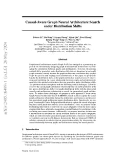 Causal-aware Graph Neural Architecture Search under Distribution Shifts