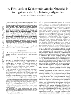 A First Look at Kolmogorov-Arnold Networks in Surrogate-assisted
  Evolutionary Algorithms
