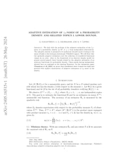 Adaptive estimation of $\mathbb{L}_2$-norm of a probability density and
  related topics I. Lower bounds