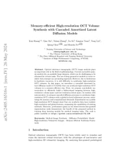 Memory-efficient High-resolution OCT Volume Synthesis with Cascaded
  Amortized Latent Diffusion Models