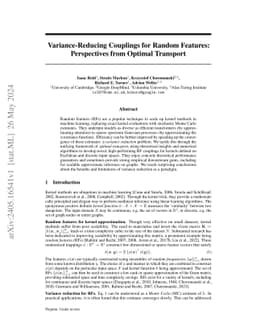 Variance-Reducing Couplings for Random Features: Perspectives from
  Optimal Transport