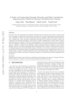 A Study on Unsupervised Anomaly Detection and Defect Localization using
  Generative Model in Ultrasonic Non-Destructive Testing