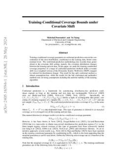 Training-Conditional Coverage Bounds under Covariate Shift