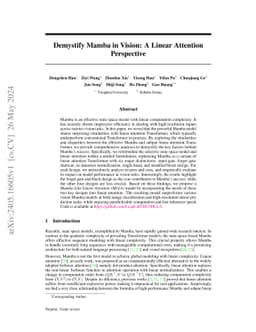 Demystify Mamba in Vision: A Linear Attention Perspective