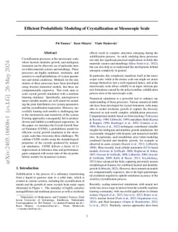 Efficient Probabilistic Modeling of Crystallization at Mesoscopic Scale