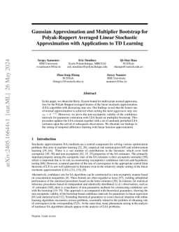 Gaussian Approximation and Multiplier Bootstrap for Polyak-Ruppert Averaged Linear Stochastic Approximation with Applications to TD Learning