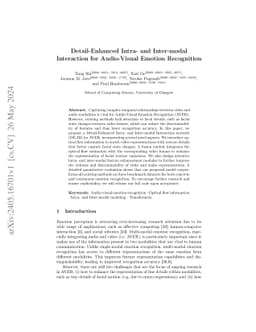 Detail-Enhanced Intra- and Inter-modal Interaction for Audio-Visual
  Emotion Recognition