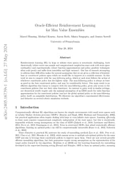 Oracle-Efficient Reinforcement Learning for Max Value Ensembles