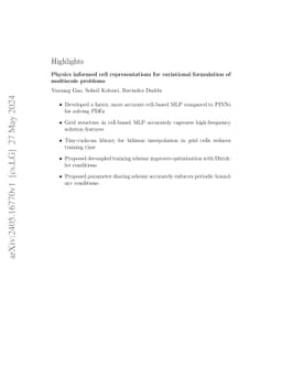 Physics informed cell representations for variational formulation of
  multiscale problems