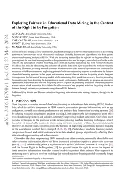 Exploring Fairness in Educational Data Mining in the Context of the
  Right to be Forgotten