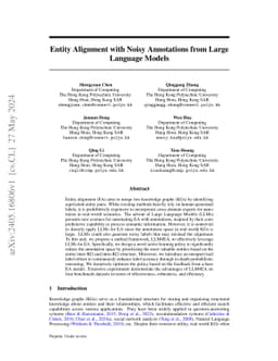 Entity Alignment with Noisy Annotations from Large Language Models