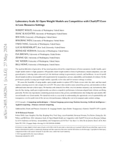 Laboratory-Scale AI: Open-Weight Models are Competitive with ChatGPT
  Even in Low-Resource Settings