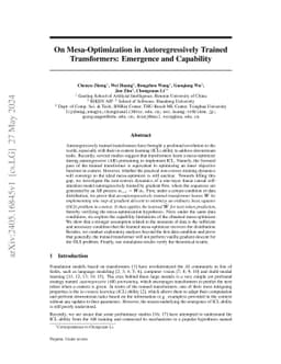 On Mesa-Optimization in Autoregressively Trained Transformers: Emergence
  and Capability