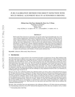 A re-calibration method for object detection with multi-modal alignment
  bias in autonomous driving