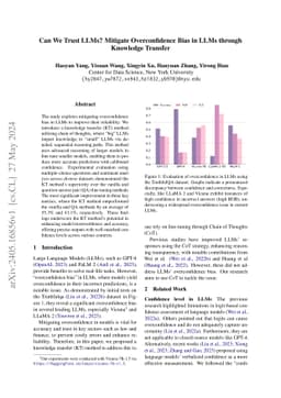 Can We Trust LLMs? Mitigate Overconfidence Bias in LLMs through
  Knowledge Transfer