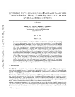 Estimating Depth of Monocular Panoramic Image with Teacher-Student Model
  Fusing Equirectangular and Spherical Representations