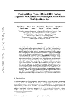 ContrastAlign: Toward Robust BEV Feature Alignment via Contrastive
  Learning for Multi-Modal 3D Object Detection